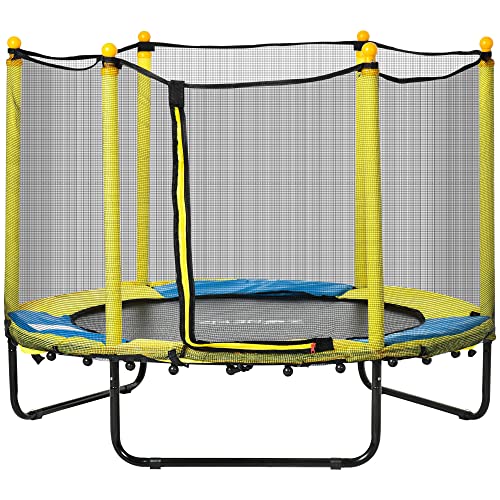 Kids Indoor 4.6FT Yellow Trampoline with Safety Net