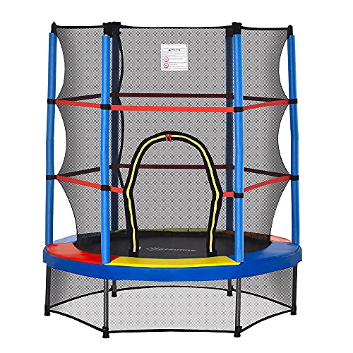 Kids Indoor Trampoline with Enclosure Net, Steel Frame