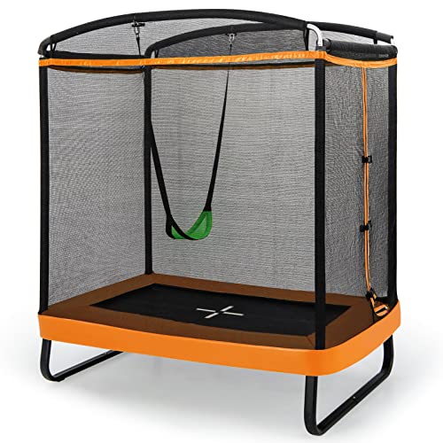 6ft Kids 2-in-1 Trampoline with Swing & Safety Net