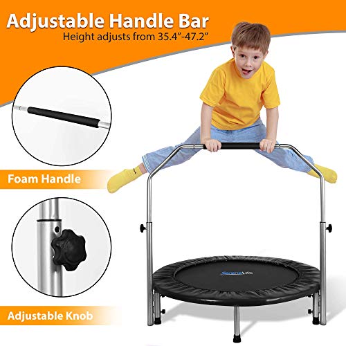 Foldable Trampoline with Adjustable Handle, Adult Indoor Workout