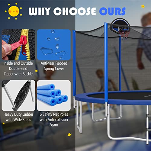 12FT/14FT Combo Bounce Trampoline with Safety Enclosure