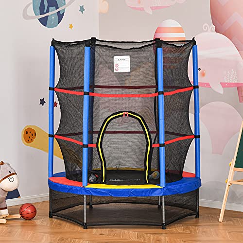 Kids Indoor Trampoline with Enclosure Net, Steel Frame