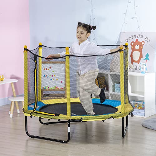 Kids Indoor 4.6FT Yellow Trampoline with Safety Net