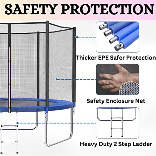Premium Outdoor Trampoline with Safety Enclosure and Extras