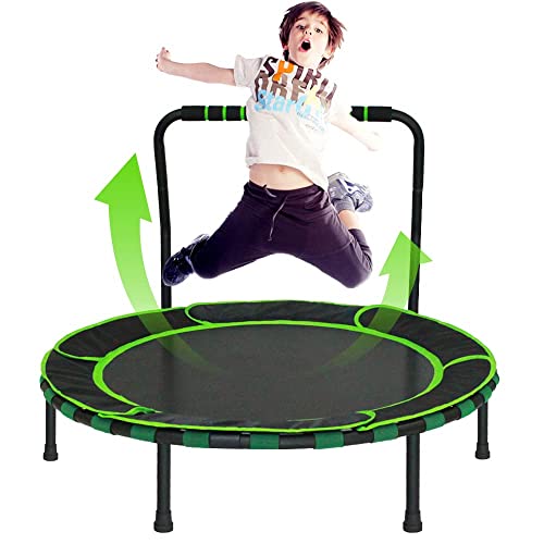 Kids 36'' Foldable Fitness Trampoline with Adjustable Handrail