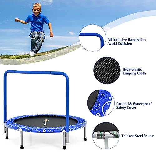 Kids Mini Trampoline with Foam Handrail, 36 Inch