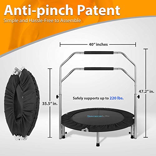 Foldable Trampoline with Adjustable Handle, Adult Indoor Workout