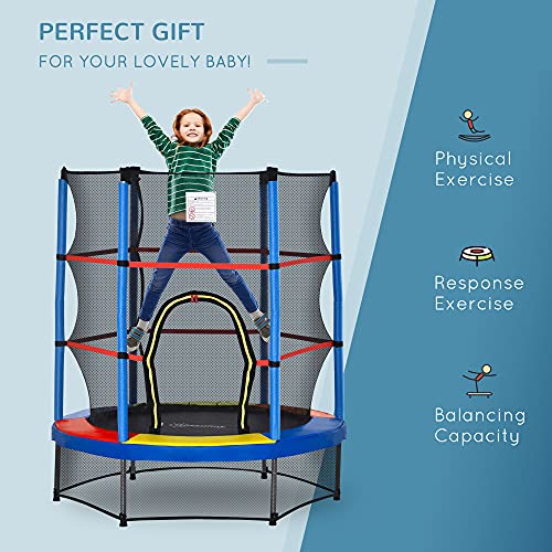 Kids Indoor Trampoline with Enclosure Net, Steel Frame