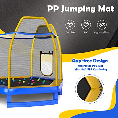 Costway 7ft Hexagonal Trampoline with Slide and Safety Enclosure
