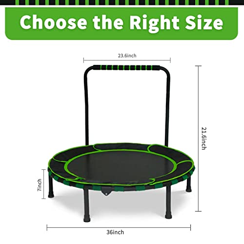 Kids 36'' Foldable Fitness Trampoline with Adjustable Handrail