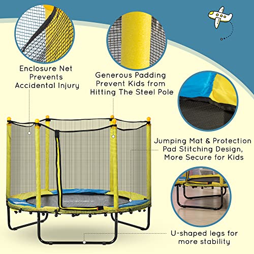 Kids Indoor 4.6FT Yellow Trampoline with Safety Net