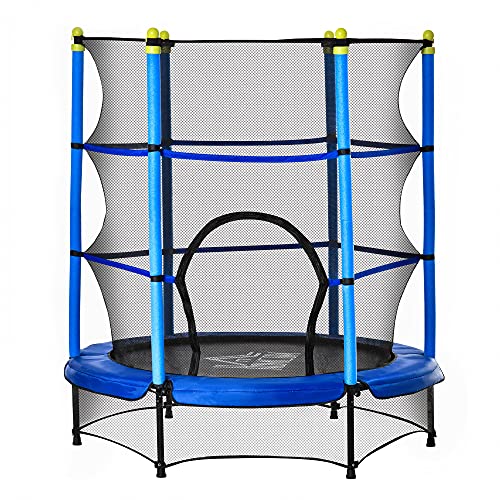 Kid's 5.2FT Blue Trampoline with Safety Enclosure