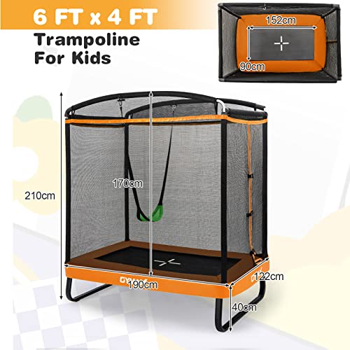 6ft Kids 2-in-1 Trampoline with Swing & Safety Net