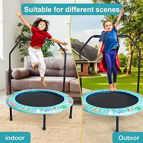 Foldable Kids Trampoline with Handrail - Green 36Inch