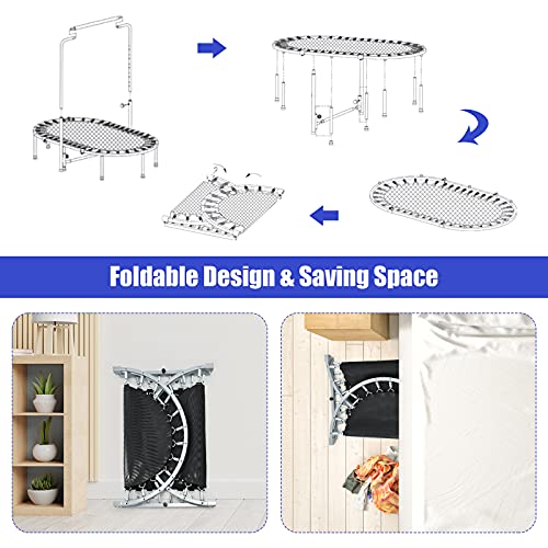 Foldable Kids Trampoline with Adjustable Handle (Blue)