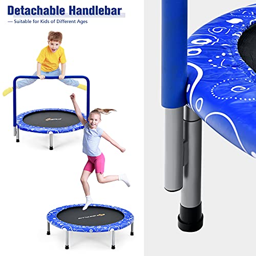Kids Mini Trampoline with Foam Handrail, 36 Inch
