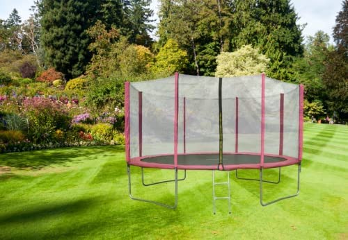 10ft Pink Outdoor Trampoline with Safety Net, Poles & Ladder
