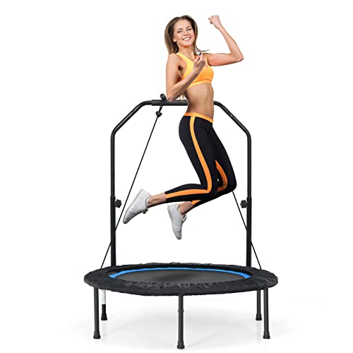 COSTWAY 40" Foldable Mini Trampoline with Adjustable Handle