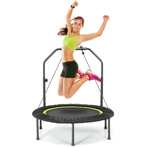 Foldable Mini Trampoline with Resistance Bands - Green/Black
