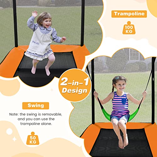 7FT Recreational Trampoline with Swing - Orange