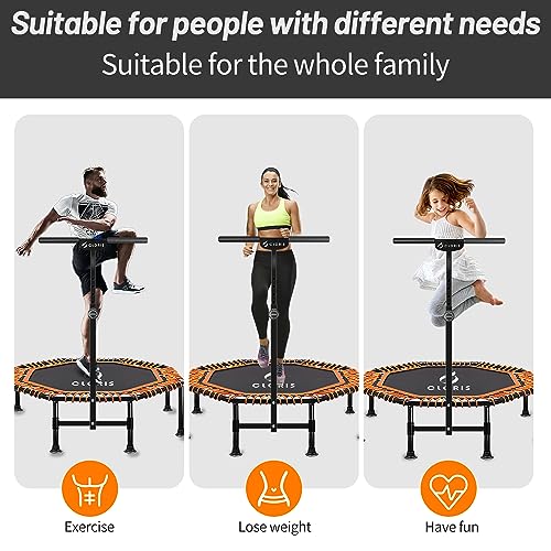 CLORIS Foldable Fitness Trampoline, 48" - Adjustable Foam Handle, Orange