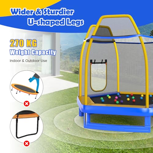 Costway 7ft Hexagonal Trampoline with Slide and Safety Enclosure