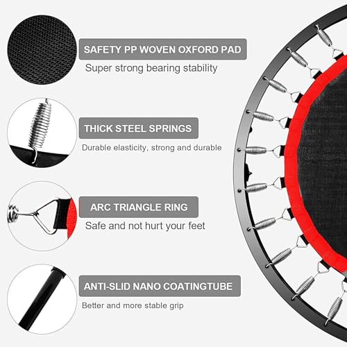 Adjustable Foldable Fitness Trampoline - 140kg Max Load