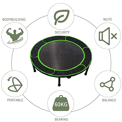 Kids 36'' Foldable Fitness Trampoline with Adjustable Handrail