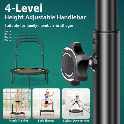 Foldable Mini Trampoline with Resistance Bands - Green/Black