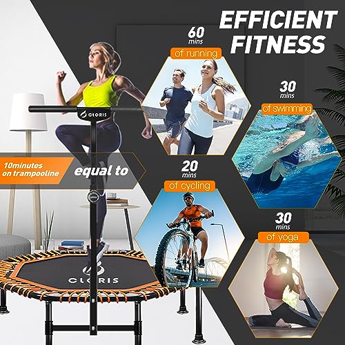 CLORIS Foldable Fitness Trampoline, 48" - Adjustable Foam Handle, Orange