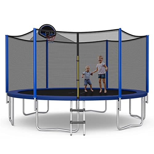 12FT/14FT Outdoor Trampoline with Safety Enclosure Net