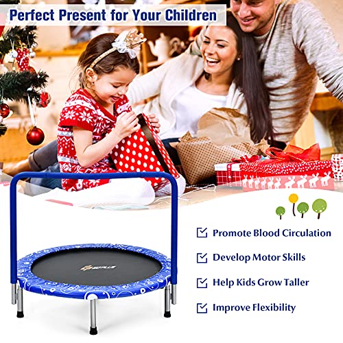 Kids Mini Trampoline with Foam Handrail, 36 Inch