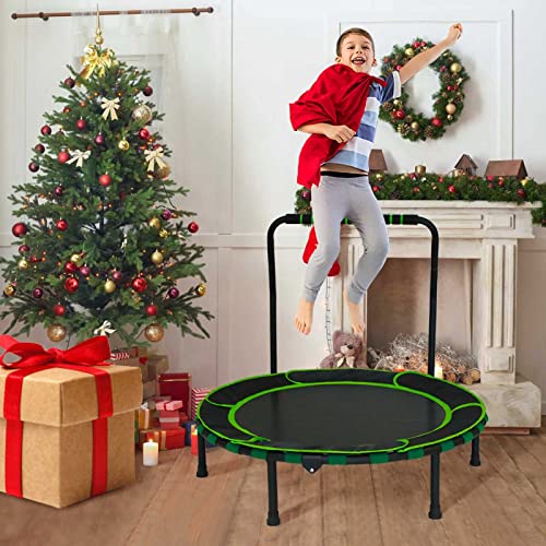 Kids 36'' Foldable Fitness Trampoline with Adjustable Handrail