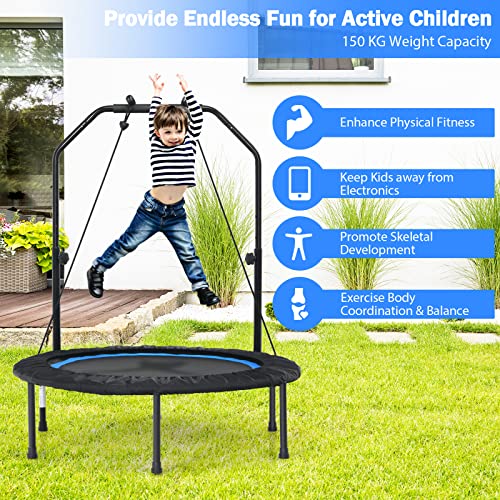 COSTWAY 40" Foldable Mini Trampoline with Adjustable Handle