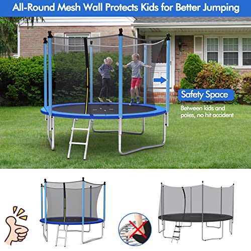 8FT Round Outdoor Trampoline with Safety Enclosure Net