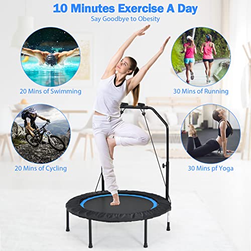 COSTWAY 40" Foldable Mini Trampoline with Adjustable Handle