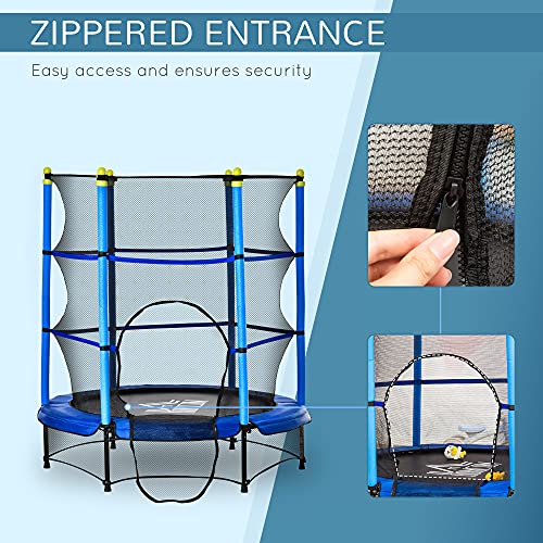 Kid's 5.2FT Blue Trampoline with Safety Enclosure