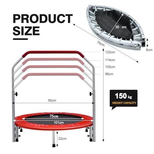 COSTWAY 40" Mini Trampoline with Adjustable Handle