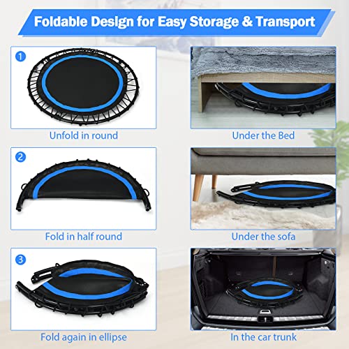 COSTWAY 40" Foldable Mini Trampoline with Adjustable Handle