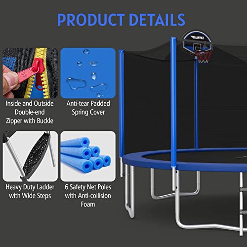 12FT/14FT Outdoor Trampoline with Safety Enclosure Net