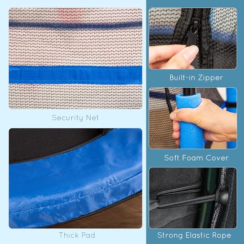 Kid's 5.2FT Blue Trampoline with Safety Enclosure