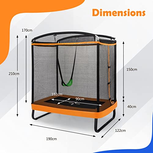 7FT Recreational Trampoline with Swing - Orange