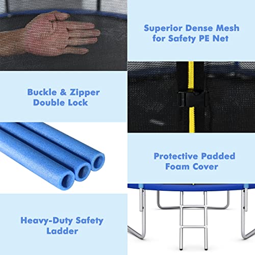 8FT Round Outdoor Trampoline with Safety Enclosure Net