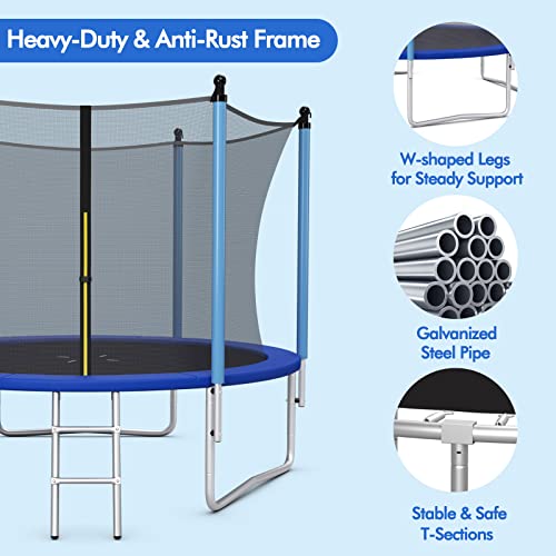8FT Round Outdoor Trampoline with Safety Enclosure Net