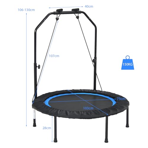COSTWAY 40" Foldable Mini Trampoline with Adjustable Handle