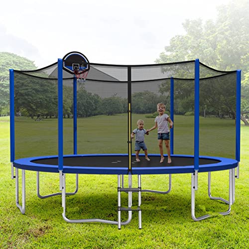 12FT/14FT Outdoor Trampoline with Safety Enclosure Net