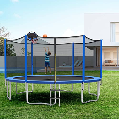 12FT/14FT Outdoor Trampoline with Safety Enclosure Net