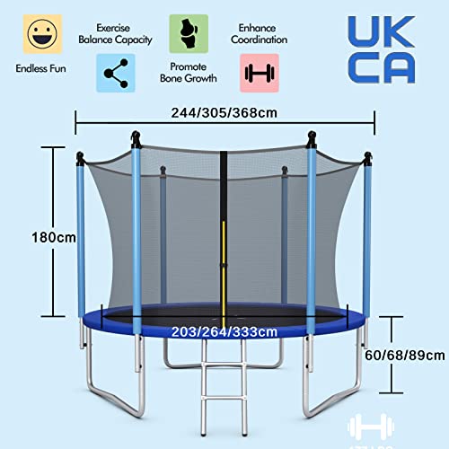 8FT Round Outdoor Trampoline with Safety Enclosure Net