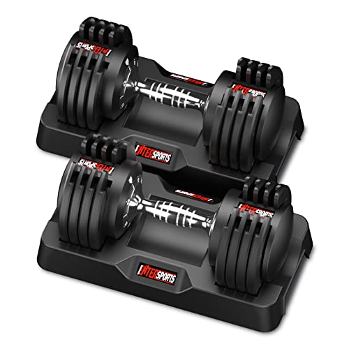 EnterSports Adjustable Dumbbell Set - 12kgx2, 5 Weight Levels