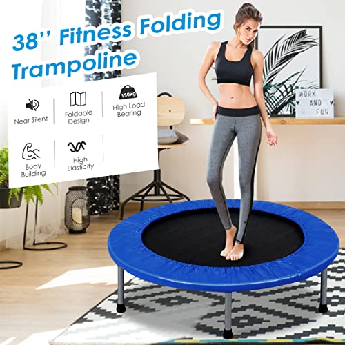 COSTWAY Mini Trampoline Set, 38" Portable Fitness Bouncer